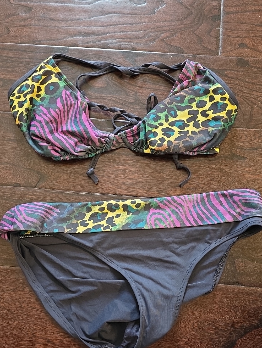 Sky Multicolor Animal Print Bikini Set - Yellow, Teal, Magenta & Navy